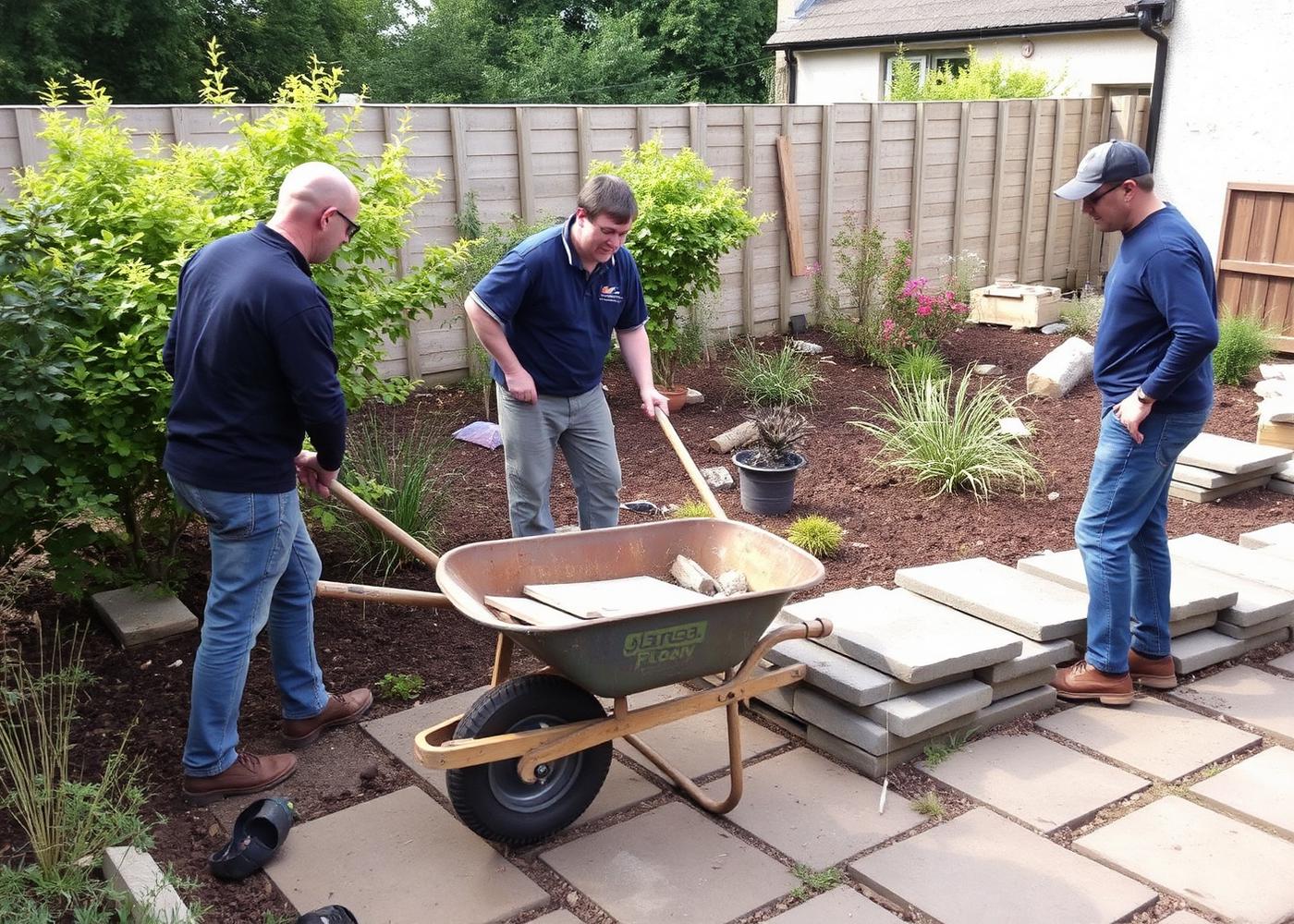 The Belmont Landscaping team working on a Glasgow garden